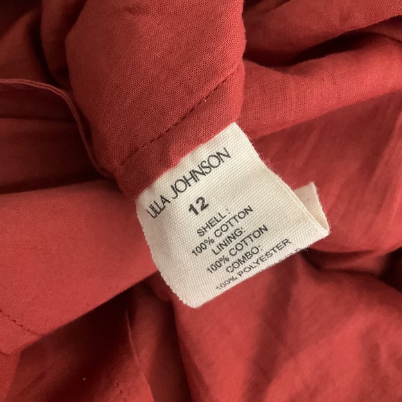 ULLA JOHNSON  Olga Ruffled V-Neck Midi Dress - Red - Picture 6 of 6